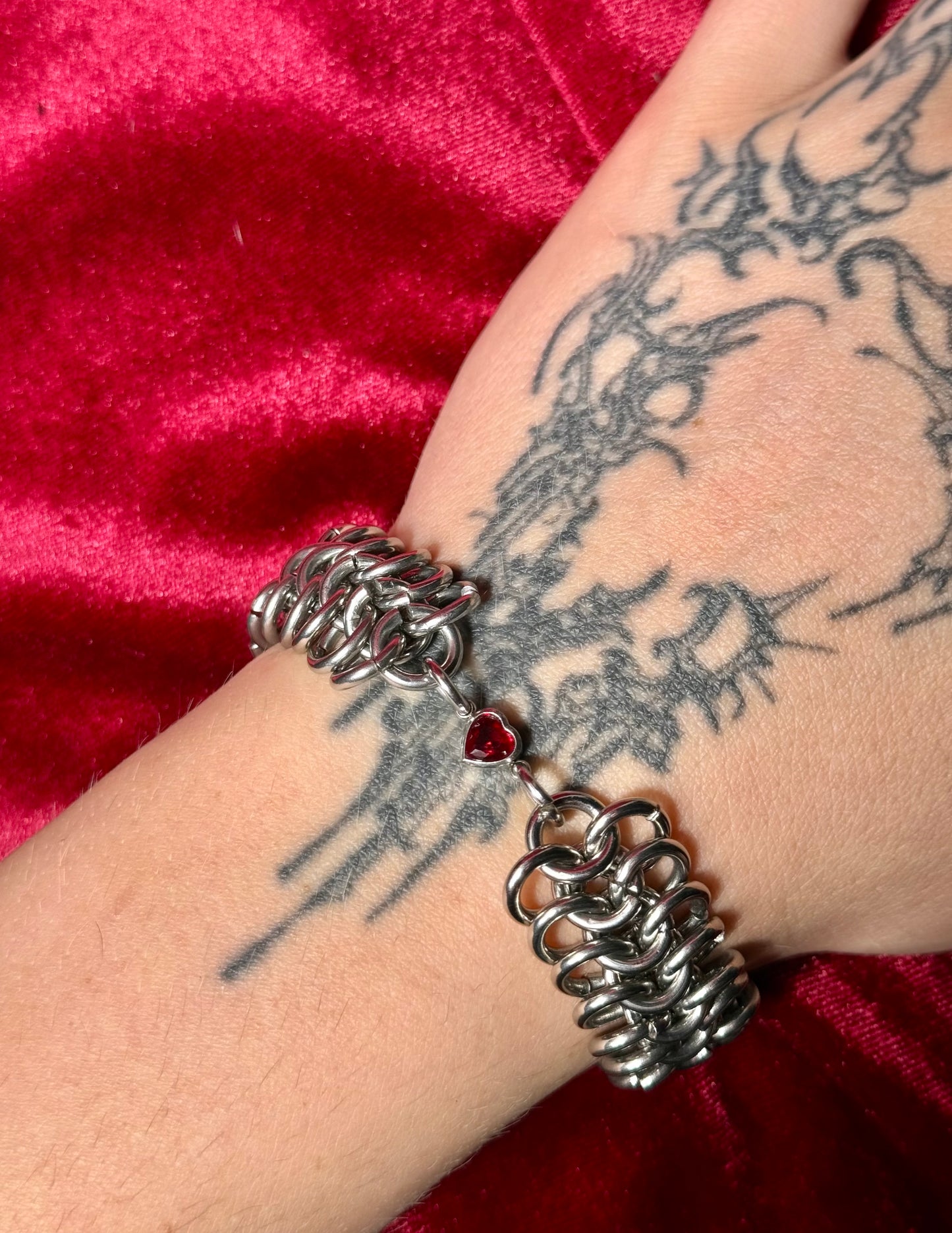 Chainmaille heart bracelet