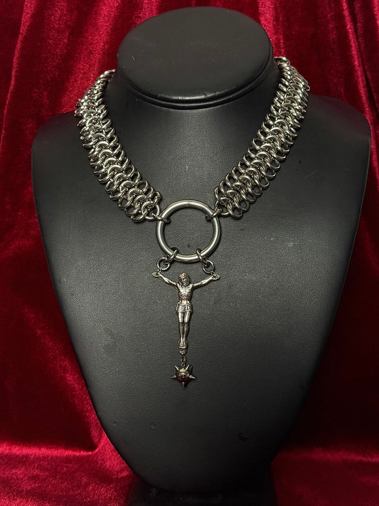 Crucified Chainmaille choker