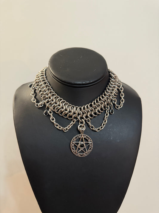 Chainmaille pentagram necklace