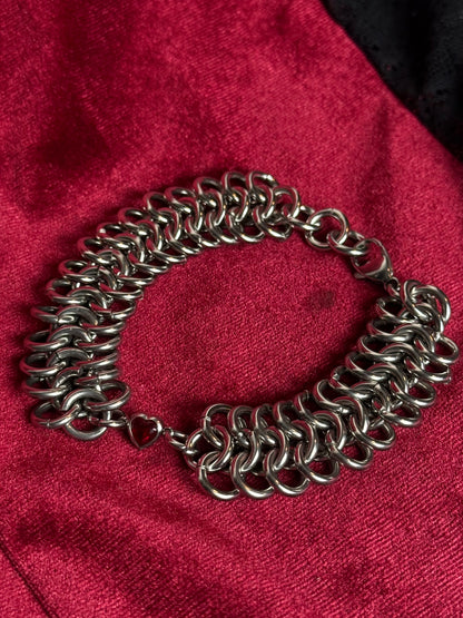 Chainmaille heart bracelet