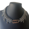 Chainmaille spiked razor blade necklace